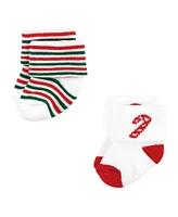 Hudson Baby Boys Cotton Rich Newborn and Terry Socks, 12 Days Of Christmas Falala, 0-6 Months