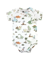Hudson Baby Baby Boys Hudson Cotton Bodysuits, Dinosaur Adventures 3-Pack, Preemie