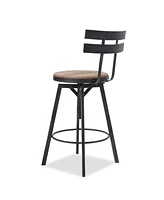 Rustic-Chic Barstool Fir Wood Seat, Metal Frame