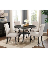 Biony Dining Collection Espresso Wood Railhead Dining Table