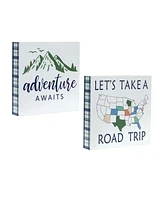 Slickblue Wood Adventure Block Sentiment Sign (Set of 4)