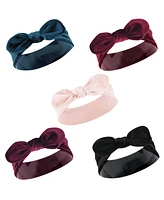 Hudson Baby Baby Girls Cotton and Synthetic Headbands Bundle Set, Velvet Knot, 0-24 Months