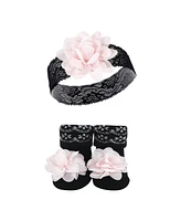 Hudson Baby Baby Girls Headband and Socks Set, Lace, 0-9 Months