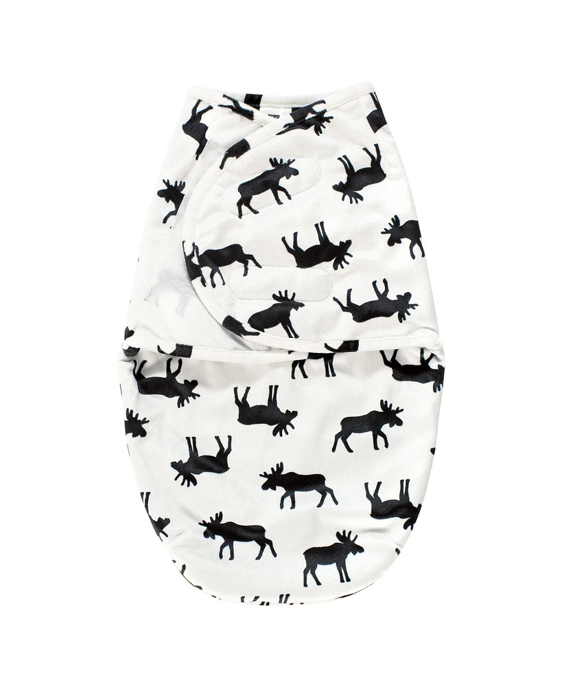 Hudson Baby Baby Boys Plush Faux Fur Swaddle Wrap, Moose, 0-3 Months