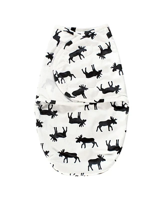 Hudson Baby Baby Boys Plush Faux Fur Swaddle Wrap, Moose, 0-3 Months