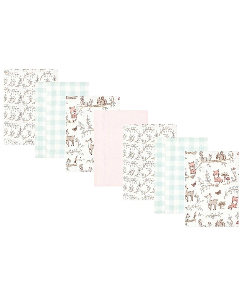 Hudson Baby Infant Girl Cotton Flannel Burp Cloths, Girl Woodland Pals, One Size