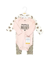 Hudson Baby Girls Cotton Bodysuit and Pant Set, Leopard Hearts Long Sleeve, 12-18 Months