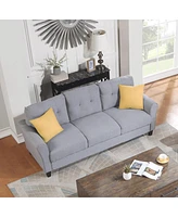 Streamdale Furniture Modern Living Room Sofa Set Linen Upholstered Couch Furniture For Home Or Office - Light gray