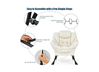 Modern Polyester Fabric Lazy Chair with Steel Frame and Side Pocket