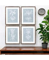 Slickblue Wood Framed Encyclopedia Floral Outline Under Glass (Set of 4)