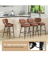 Slickblue Set of 2 Bar Stools with Padded Seat and Footrest for Kitchen Island-Brown and Black