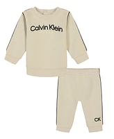 Calvin Klein Baby Boy Side-Striped Fleece Sweatsuit, 2 piece set