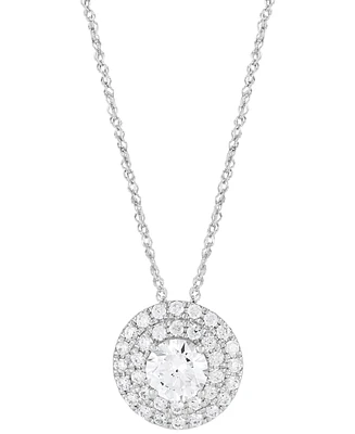 Grown With Love Lab Diamond Double Halo Pendant Necklace (1-1/2 ct. t.w.) 14k White or Yellow Gold, 16" + 2" extender