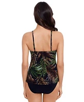 Magicsuit Womens Nighthawk Tiered Tankini Top Shirred Bikini Bottoms