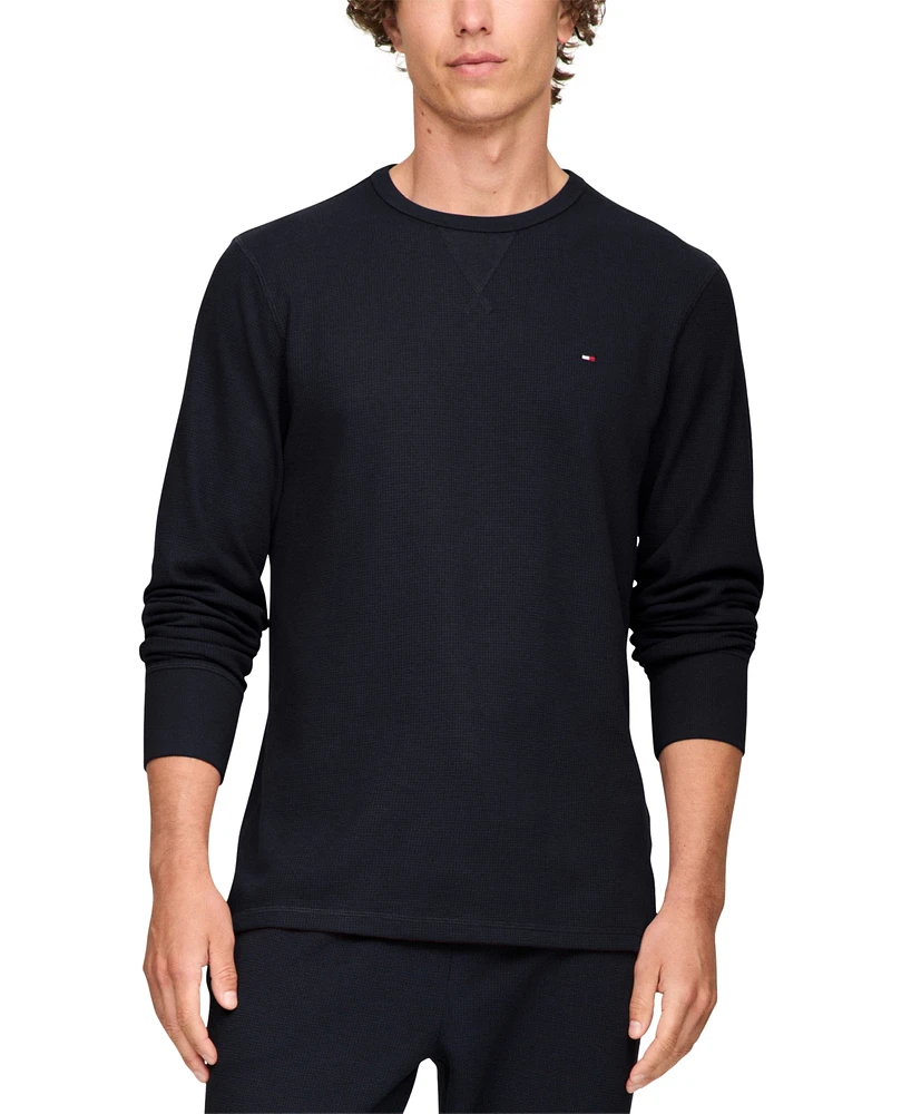 Tommy Hilfiger Men's Waffle-Knit Long-Sleeve Crewneck Top