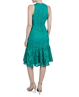 julia jordan Women's Floral-Lace Sleeveless Tiered Dress