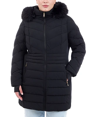 Michael Kors Plus Faux-Fur-Trim Hooded Puffer Coat, Created for Macy's