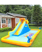 Sugift Inflatable Water Slide Park Kids Splash Pool Bounce House with 450W Blower