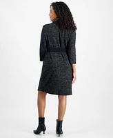 Connected Petite Belted Sheath Dress and Jacket Set