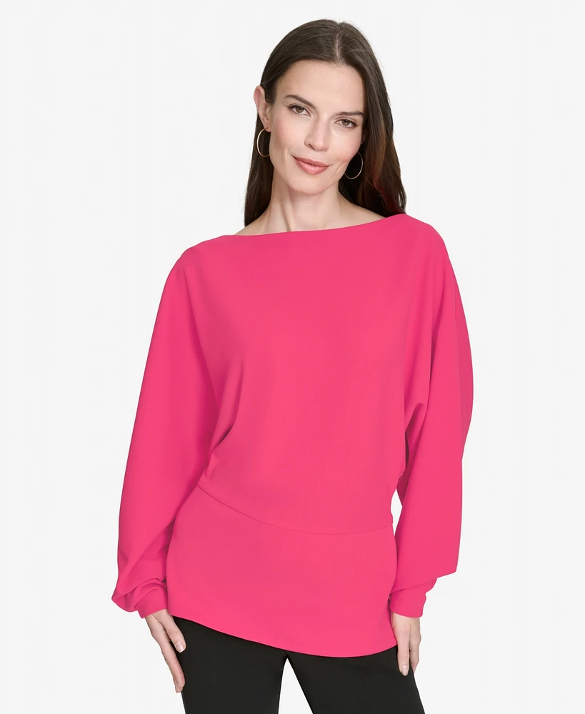 Halston Women's Dolman-Sleeve Boat-Neck Peplum Top