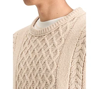 Scotch & Soda Men's Crewneck Extra Dropped Shoulder Chenille Cable Sweater