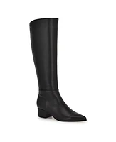 Nine West Women's Morgin Pointy Toe Block Heel Knee High Boots