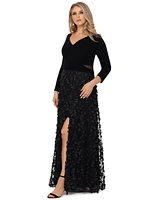 Xscape Plus 3D Floral-Applique Gown