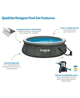 Funsicle 10' x 30" QuickSet Ring Top Above Ground Swimming Pool, Herringbone