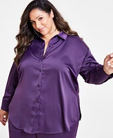 Nina Parker Trendy Plus Satin Shirt