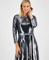 Tommy Hilfiger Women's Shine Metallic Tie-Waist Dress