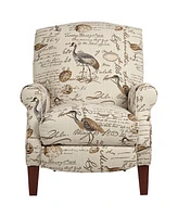 Kensington Hill Birdsong Script and Bird Patterned Recliner Chair Armchair Comfortable Push Manual Reclining Footrest Adjustable Upholstered Bedroom L