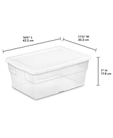 Sterilite 16 Quart Stacking Storage Box Container Tub with Lid, Clear (12 Pack)