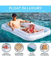 Swimline Luxe Edition Inflatable Suntan Tub Floating Pool Lounger, White & Gold