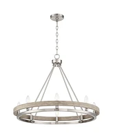 Possini Euro Design Lora Brushed Nickel Graywood Wagon Wheel Chandelier Lighting 29 1/4" Wide Farmhouse Rustic 8