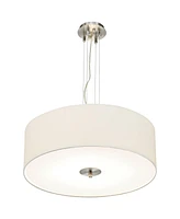 Possini Euro Design Brushed Nickel Pendant Chandelier Lighting 24" Wide Modern White Canvas Drum Shade 4