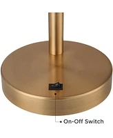 360 Lighting Sully Mid Century Modern Industrial Desk Table Lamp with Usb and Ac Power Outlet 23.5" High Antique Brass for Living Room Bedroom House B