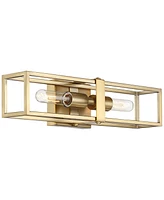 Fabrian Modern Wall Sconce Lighting Warm Brass Hardwired 18 3/4" High 2-Light Fixture Rectangular Open Frame for Bedroom Bathroom Bedside Living Room