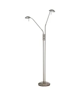 Casper Traditional Farmhouse Pharmacy Floor Lamp Standing Led 2-Light 63" Tall Brushed Nickel Silver Adjustable Arm Swivel Head Dimmer Switch for