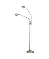 360 Lighting Casper Traditional Pharmacy Floor Lamp Standing Led 2-Light 63" Tall Brushed Nickel Silver Adjustable Arm Swivel Head Dimmer Switch for L