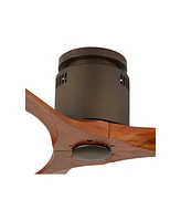 52" Windspun Rustic Farmhouse 3 Blade Hugger Indoor Ceiling Fan with Remote Control Oil Rubbed Bronze Walnut Solid Wood for Living Kitchen House Bedro