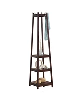 Streamdale Furniture Coat Rack w/ 3-Tier Storage Shelves in Espresso Finish