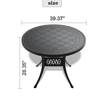 Sturdy Aluminum Outdoor Patio Set Weather-Resistant Table and 4 Chairs with Umbrella Hole
