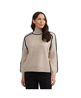 Ellen Tracy Women's High Neck Sweater with Contrast Color Trim