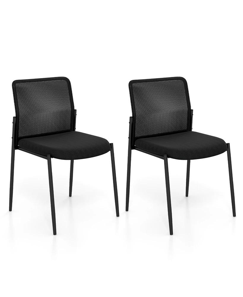 Slickblue Waiting Room Chair Set of 2 with Ergonomic Mesh Backrest and Padded Seat-Black