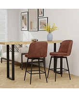 Slickblue 27 Inch Swivel Bar Stool Set of 2 Counter Height Chair with Padded Seat-Black and Brown