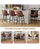 Slickblue 27 Inch Swivel Bar Stool Set of 2 Counter Height Chair with Padded Seat-Black and Brown