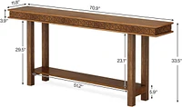 Tribesigns 70.9-Inch Extra Long Console Table, Wood Sofa Table Behind Couch Narrow Long, 2-Tier Entryway Accent Table with Storage for Living Room, Ha