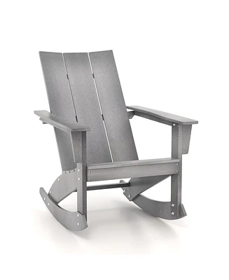 Slickblue Adirondack Rocking Chair with Curved Back for Balcony-Grey