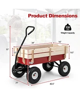 Slickblue Garden Cart with Wood Railing and Pneumatic Wheels