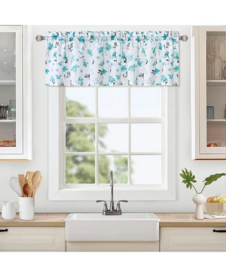 Caromio Watercolor Floral Kitchen Valance Curtain, 52" x 15"